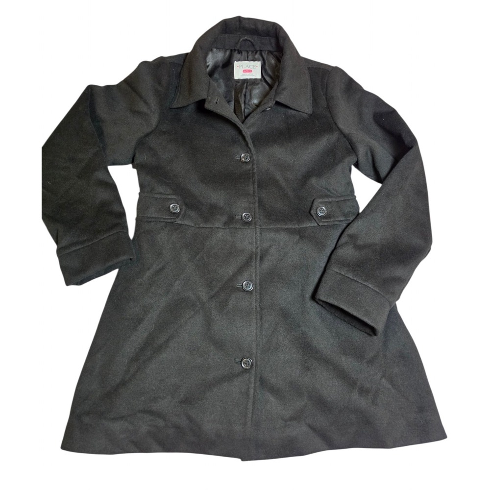 Girl's Xl/14 The children's place Black button up pea coat With Pockets